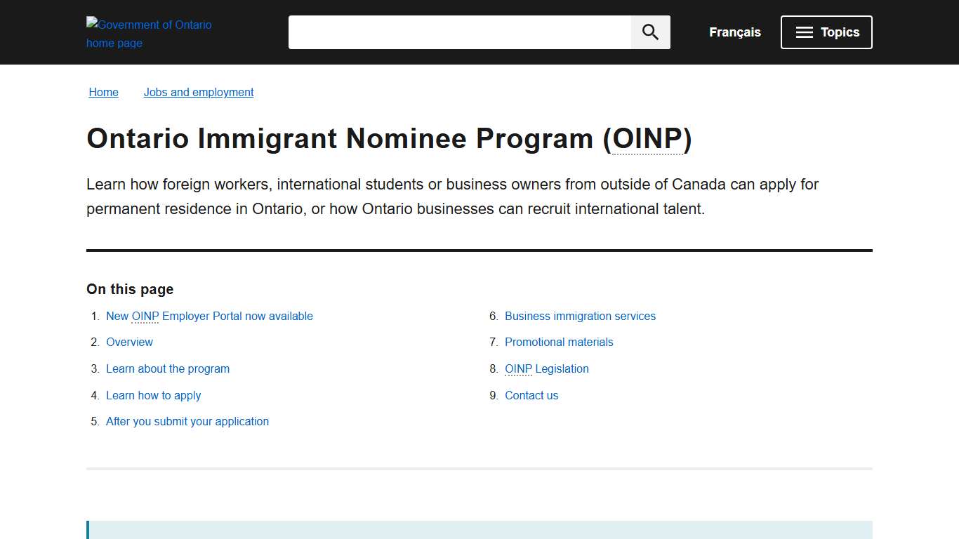 Ontario Immigrant Nominee Program (OINP) | ontario.ca
